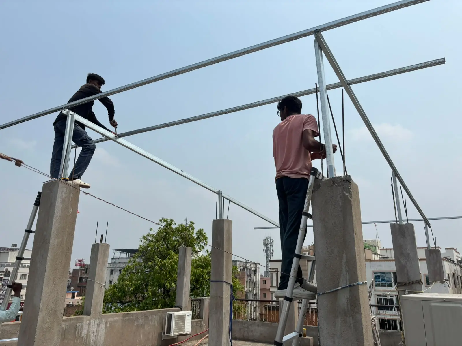 Team fixing the structure